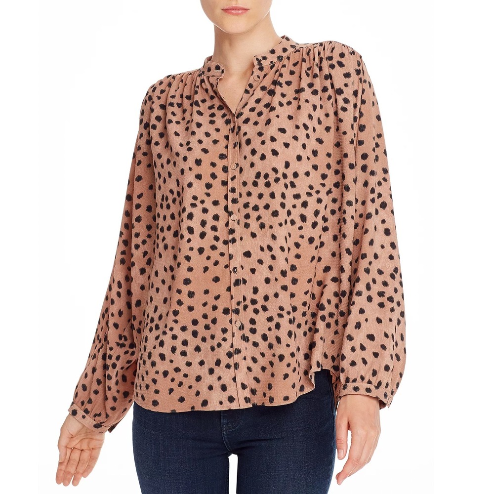 La Vie Rebecca‎ Taylor Leopard Top XL Modern Glam Parisian Chic Boho Statement
